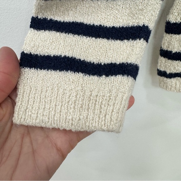 J. Crew Factory Cozy Rollneck Pullover Beach Sweater Striped Sz Medium blue - Picture 5 of 9